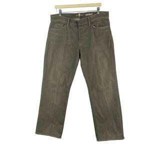 7 For All Mankind Jeans Mens 36x28 Button Fly Straight Brown Stretch Distressed